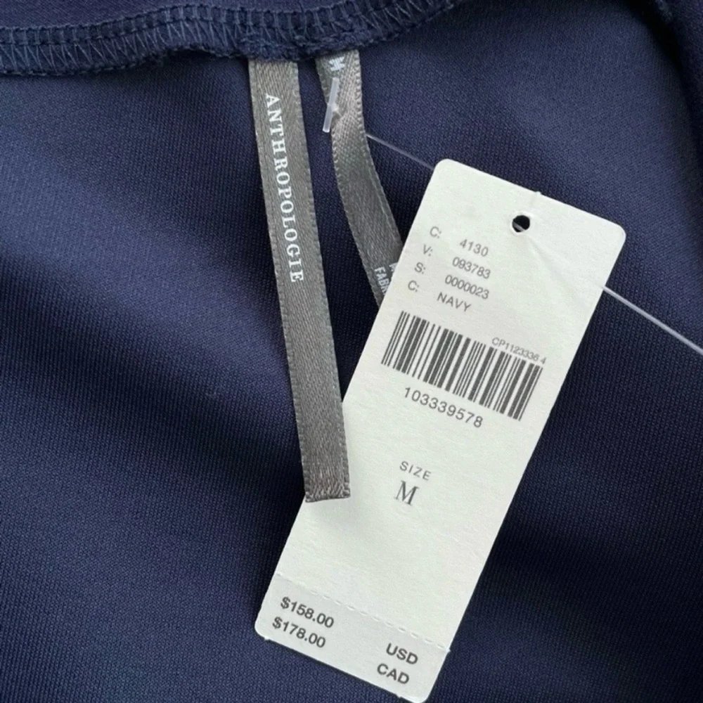 Anthropologie Long-Sleeve Cowl-Back Maxi Dress Navy Blue Medium NWT - Picture 10 of 13